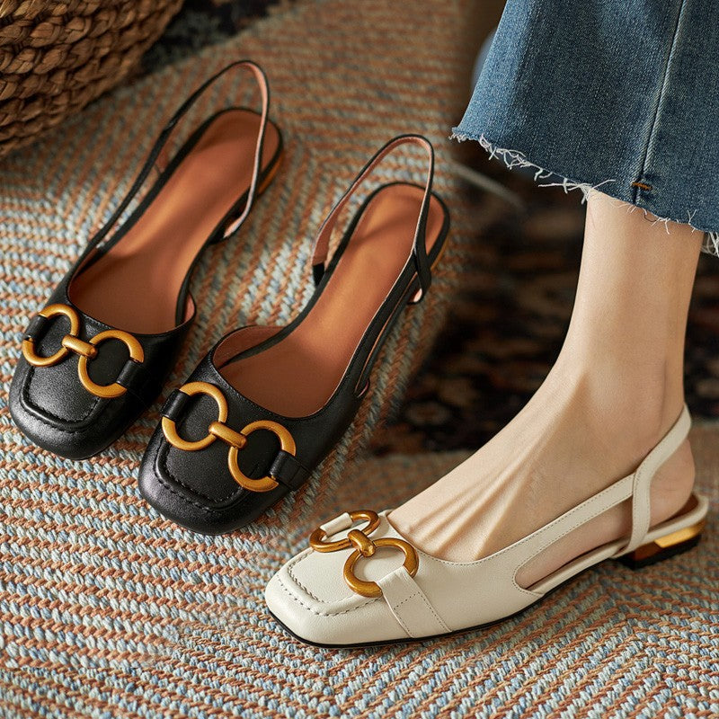 Sandalias de tacón bajo estilo francés