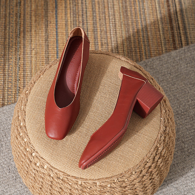 Zapatos de piel auténtica tacón ancho (varios tamaños disponibles)