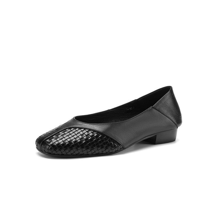 Zapatos de piel de corte bajo con diseño tejido – cómodos y sin cansarte