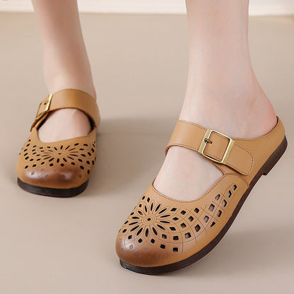 Zapatos de piel genuina con agujeros y suela suave