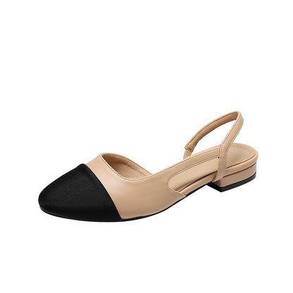 Sandalias de piel suave en dos tonos con tacón bajo