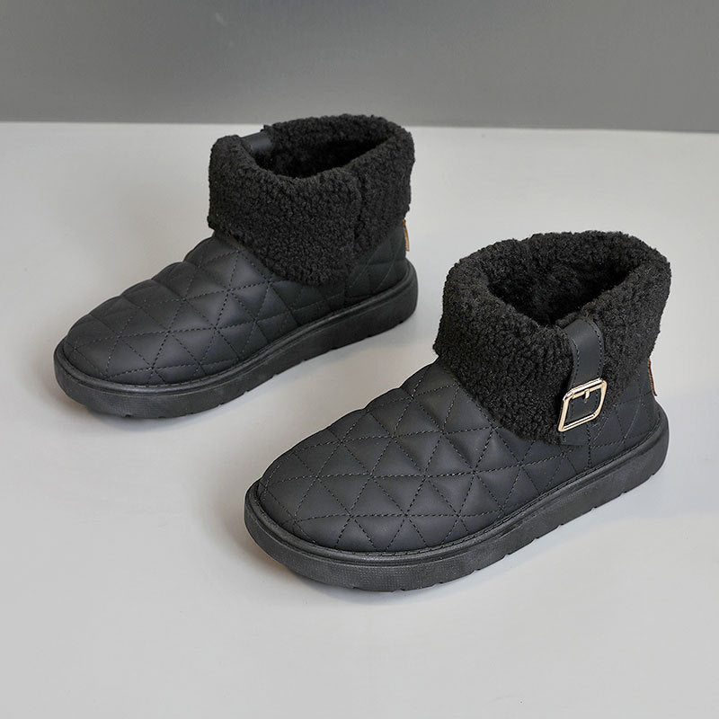 Zapatos de algodón con aumento de altura de color sólido y forro polar