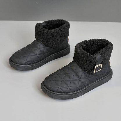 Zapatos de algodón con aumento de altura de color sólido y forro polar