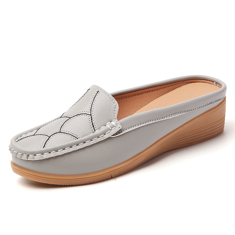 Zapatos casuales de piel genuina con tacón de cuña