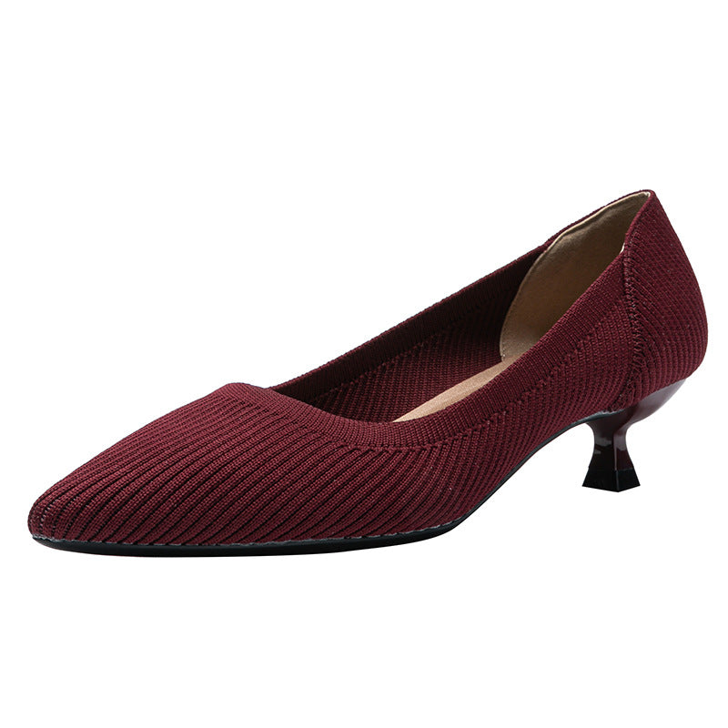 Zapatos de punto con suela suave y tacón medio, elegantes