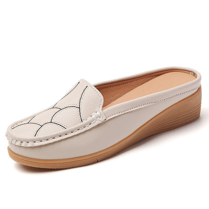 Zapatos casuales de piel genuina con tacón de cuña