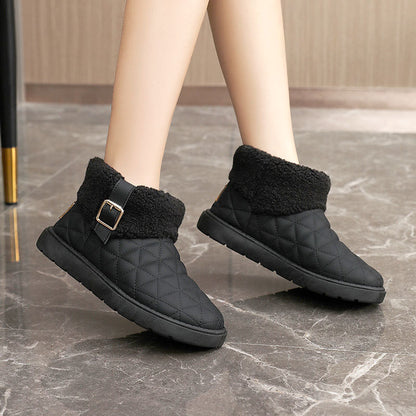 Zapatos de algodón con aumento de altura de color sólido y forro polar