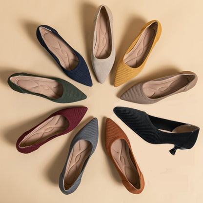 Zapatos de punto con suela suave y tacón medio, elegantes