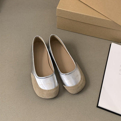 Zapatos planos de piel suave genuina