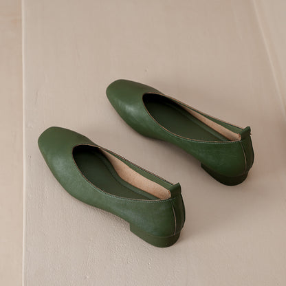 Zapatos de piel de res con tacón medio para mujer