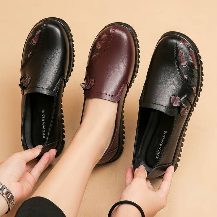 Mocasines piel suave suela gruesa