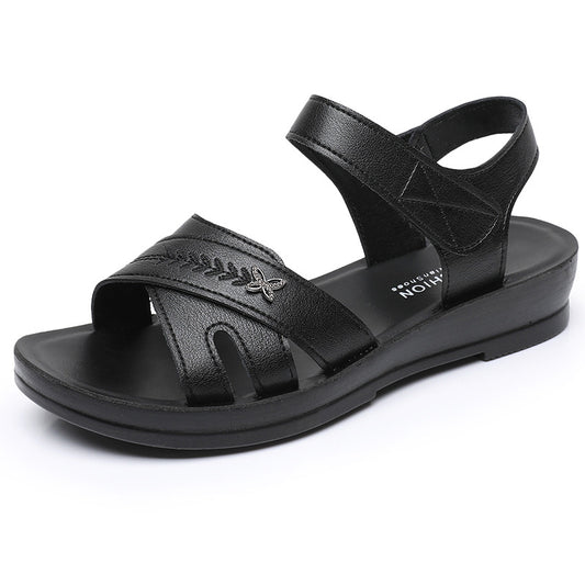 Sandalias planas de piel genuina antideslizantes