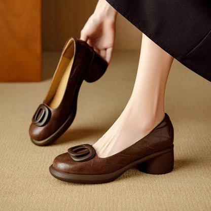 Zapatos casuales de piel suave con plataforma y estilo francés retro