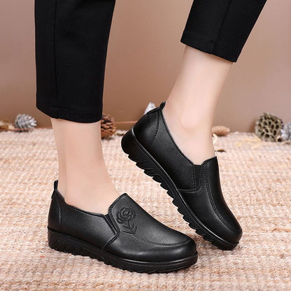 Zapatos de piel antideslizantes (rosa negra)