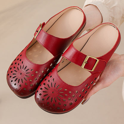 Zapatos de piel genuina con agujeros y suela suave