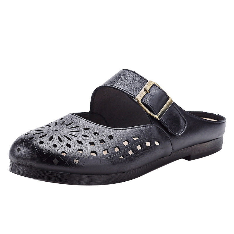 Zapatos de piel genuina con agujeros y suela suave