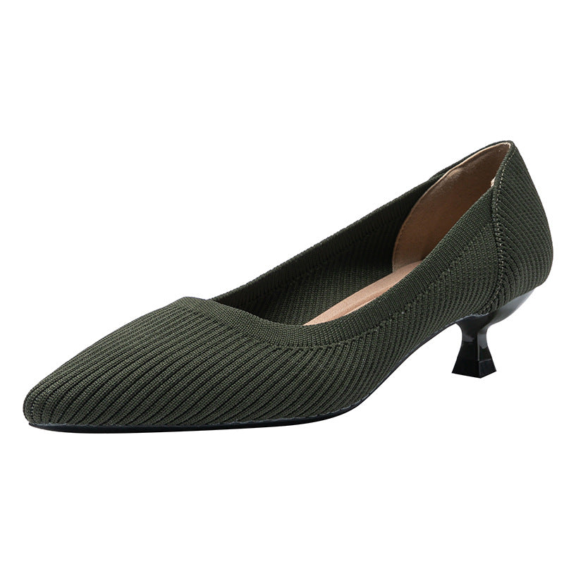 Zapatos de punto con suela suave y tacón medio, elegantes