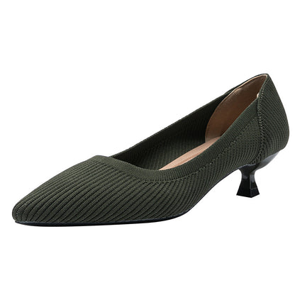Zapatos de punto con suela suave y tacón medio, elegantes