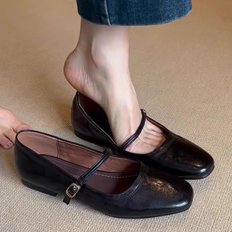 Zapatos planos de piel de cordero estilo francés