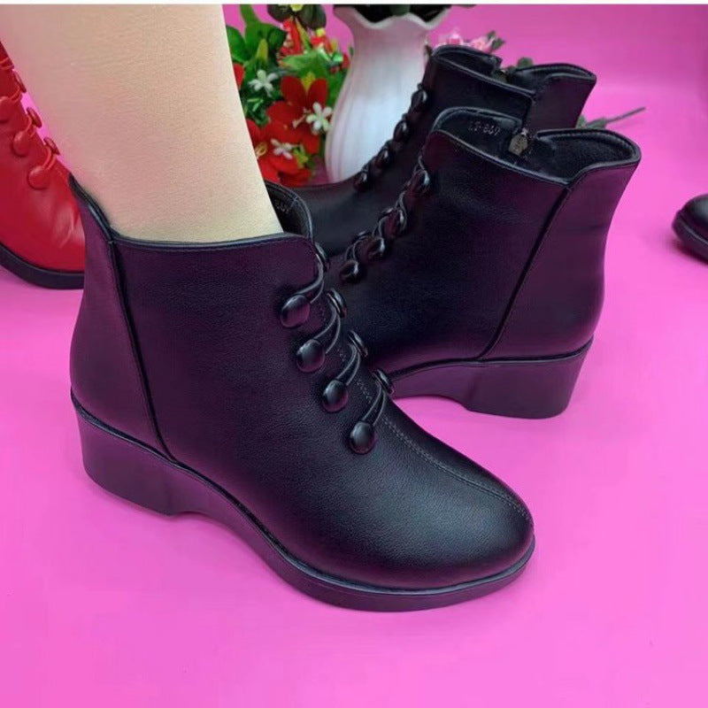 ❄Cálidas botas de cuña de piel.🔥