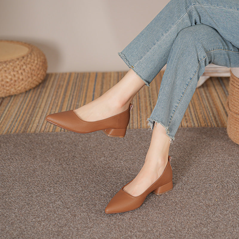 Tacones Bajos de Punta Fina para Mujer