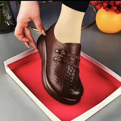 【100% piel de vacuno🔥】Zapatos elásticos con punta redonda.