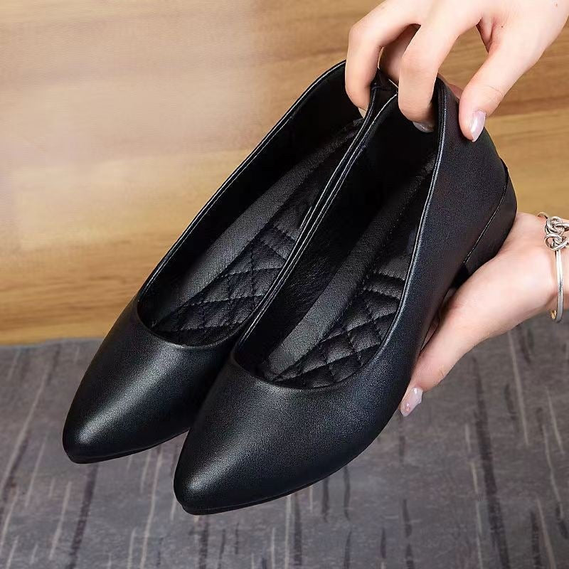 Zapatos de piel con tacón grueso que no cansan