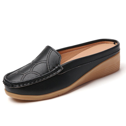Zapatos casuales de piel genuina con tacón de cuña