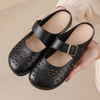 Zapatos de piel genuina con agujeros y suela suave