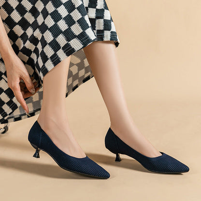 Zapatos de punto con suela suave y tacón medio, elegantes