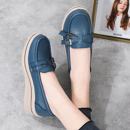 Zapatos de plataforma de suela gruesa de cuero genuino