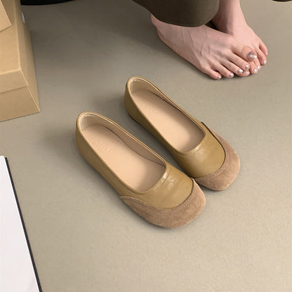 Zapatos planos de piel suave genuina