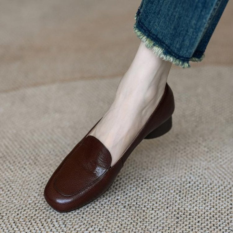 Mocasines de piel suave con corte bajo estilo francés