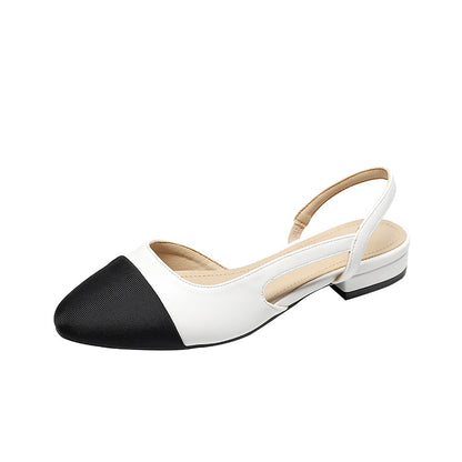Sandalias de piel suave en dos tonos con tacón bajo