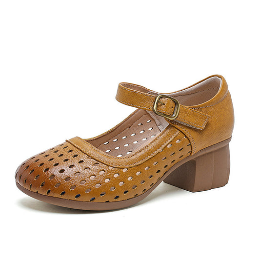 Zapatos de piel de tacón medio con-Piel