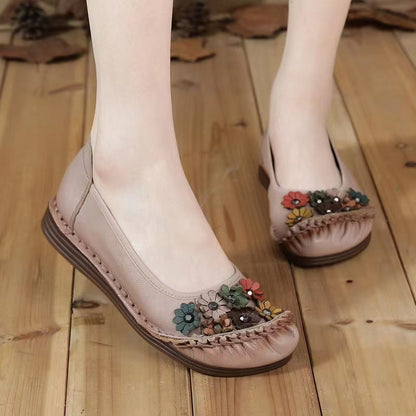 Zapatos de piel – punta redonda, suela flexible, mujer
