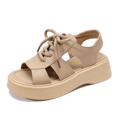 Sandalias gladiador – piel suave, plataforma, realza altura