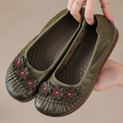 Zapatos étnicos – punta redonda, corte bajo, suela plana