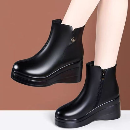 Botines de Cuña Cómodos con Cremallera Lateral