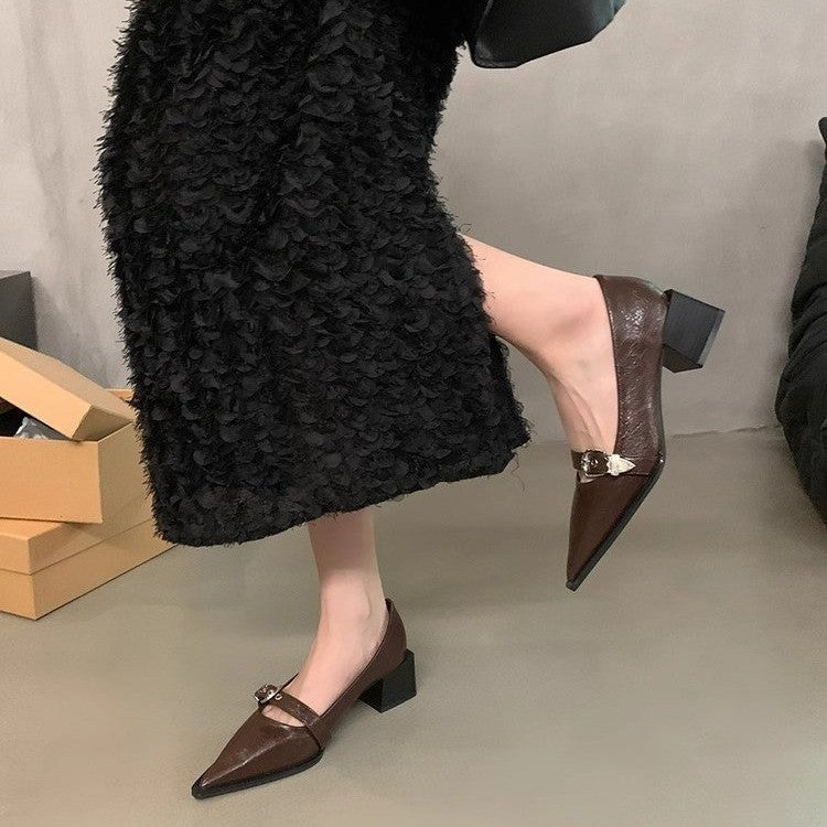 Zapatos de Tacón Bajo con Hebilla Elegantes