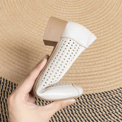Zapatos de piel genuina de corte bajo para mujer – Nuevo
