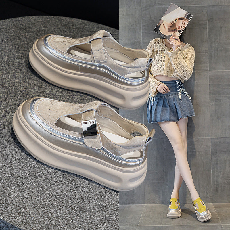 Mocasines de piel genuina con plataforma