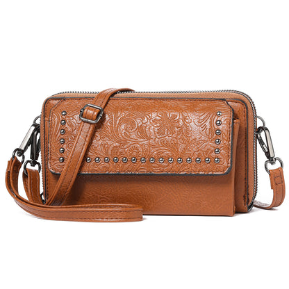 Bolso bandolera con estampado artesanal
