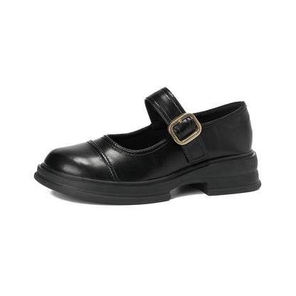 Zapatos de piel estilo inglés retro con plataforma