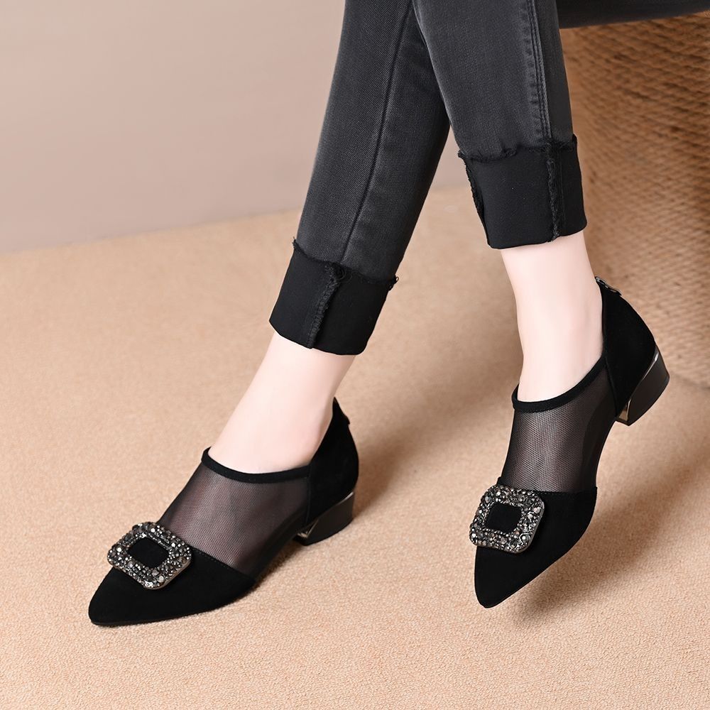 Zapatos de malla transpirable – tacón grueso