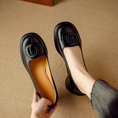 Zapatos casuales de piel suave con plataforma y estilo francés retro