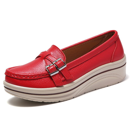 Zapatos de plataforma de suela gruesa de cuero genuino