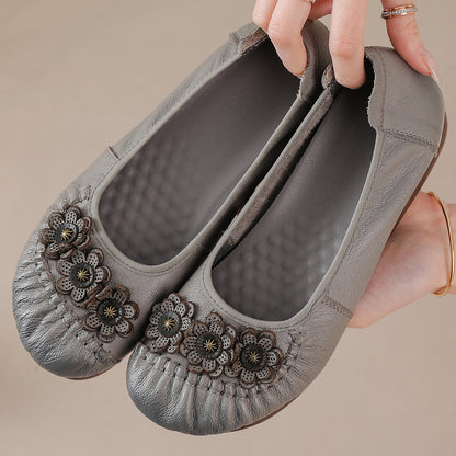 Zapatos étnicos – punta redonda, corte bajo, suela plana