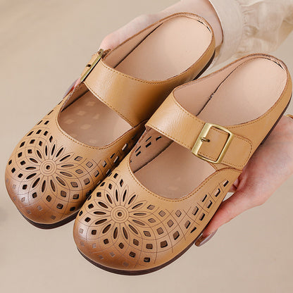 Zapatos de piel genuina con agujeros y suela suave