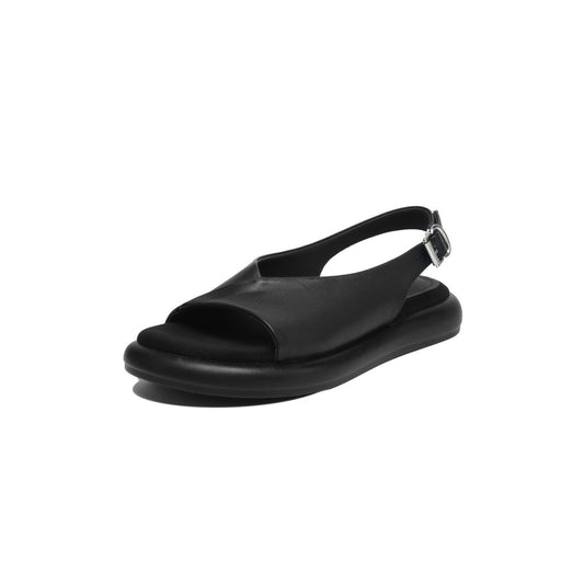 Sandalias planas de piel suave estilo inglés retro